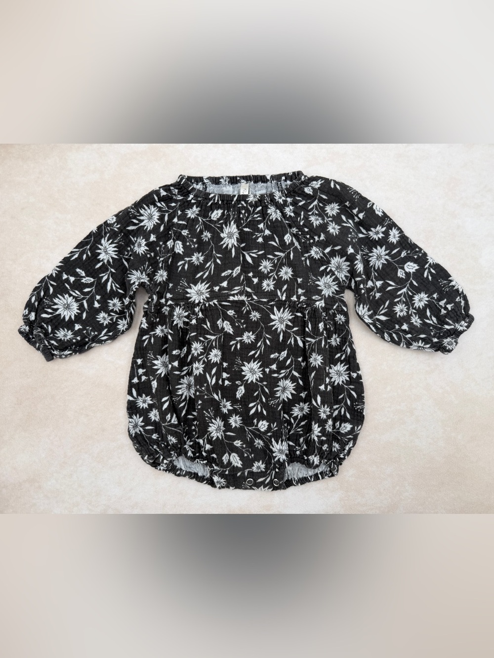 Rylee + Cru Gray and White Floral Romper